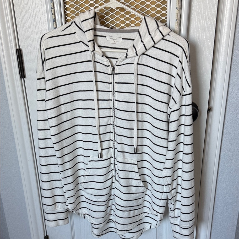 Maurices Black and White Striped Hoodie M